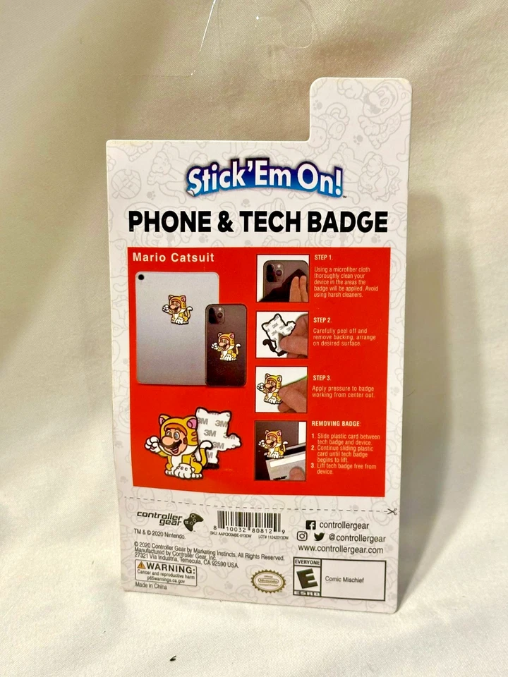 Super Mario 3D World Mario Catsuit Phone & Tech Badge Mario Sticker - Free Shipp - Image 2 of 2