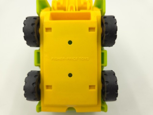 Fisher Price Little People Vintage Construction Green Forklift & Man w Helmet - Picture 3 of 3
