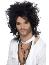 Russel Brand Wig Rock  Roll Black Adult Men's Fancy Dress Costume Accessory