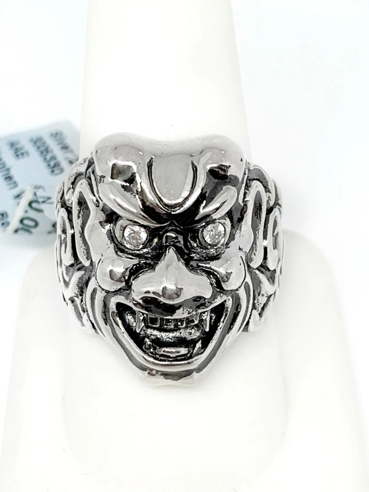 Stephen Webster Sterling Silver Japanese Warrior Mask with Diamonds Ring