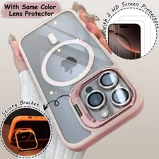 For iPhone 16 15 14 13 12 11 Pro Max Shockproof Mag Case + Lens Screen Protector