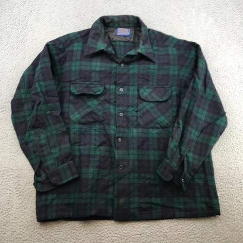 Vintage Pendleton Wool Jacket Adult XL Green Plaid Button Down Lined 59257