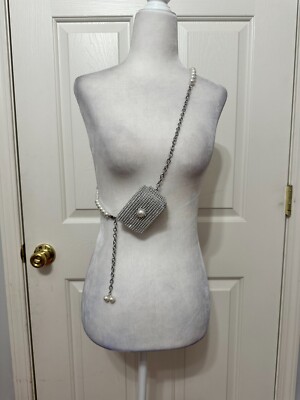 NWOT RHINESTONE FAUX PEARL MINI FANNY PACK BELT BAG