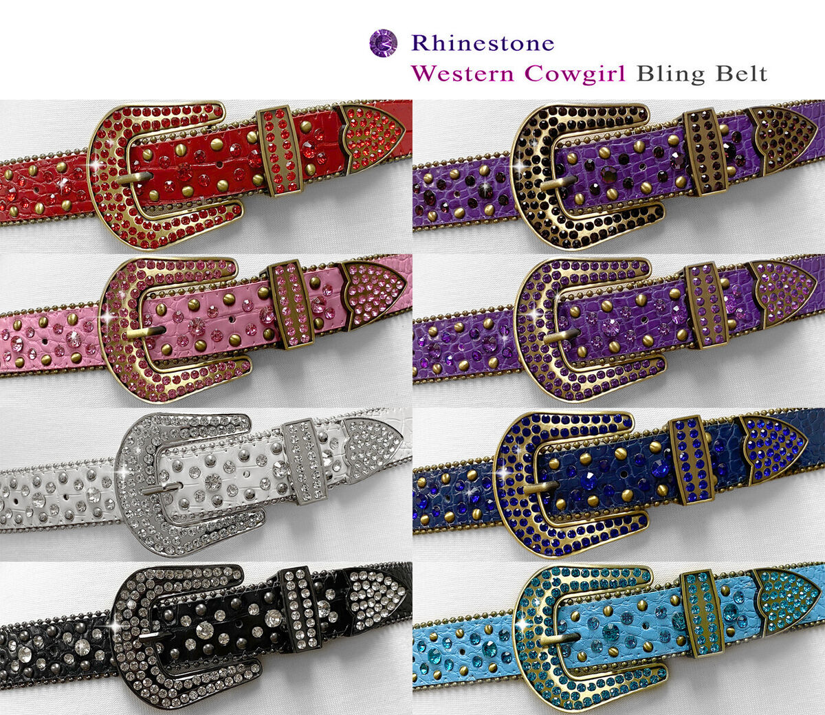 Popular Luxury Crystal Diamond Studded Rhinestone Belts Western