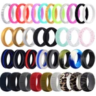 Flexible Silicone Wedding Ring Women Men Engagement Sport Rubber Band Size 4-14