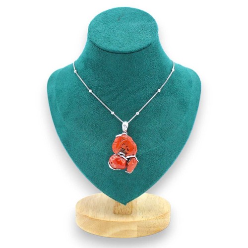 Collier D'Argent 925,L 48 + 4 CM Ca. Avec Pendentif de Corail Tour Du Greco - Photo 2 sur 8