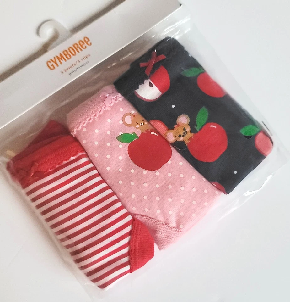 Paquete de 3 pares de bragas Gymboree para niñas S 5-6 ropa interior nuevas con etiquetas azul marino rojo manzana puntos Foto 2 de 2