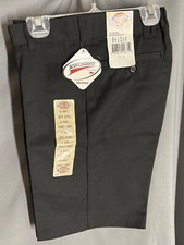 dickies boys relaxed fit phone pocket flex waist flat front shorts black 8 husky