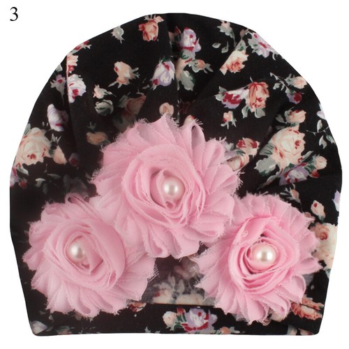 Baby Hat with Lace Flower Decor Infant Toddler Turban Head Wrap Hair Accessori - Picture 6 of 19
