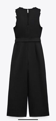 100% Authentic ZARA Black Wide Leg Ruffled Jumpsuit Size: XS | eBay