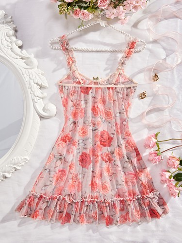 Sexy donna lingerie floreale babydoll biancheria intima pigiama camicia da notte slip dress set - Foto 168 di 214