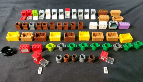 LEGO BULK LOT CONTAINER PIRATE TREASURE CHEST SPIDERMAN NEWSPAPERS POT TRASH CAN