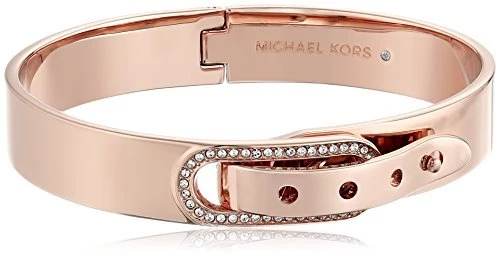 NEW MICHAEL KORS ROSE G TONE BELT BUCKLE F OVER PAVE CUFF BRACELET MKJ4616
