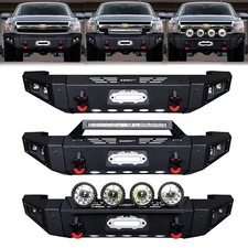 Vijay For 2007-2013 Chevy Silverado 1500 Front Bumper Wwinch Plateled Lights