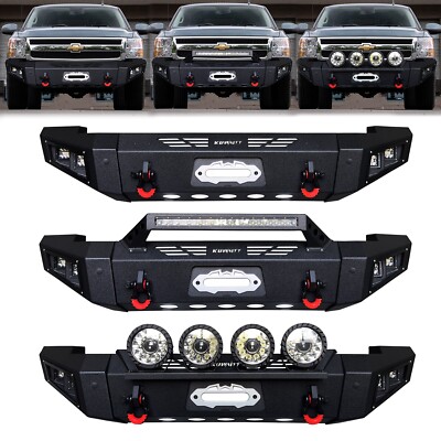 Vijay For 2007-2013 Chevy Silverado 1500 Front Bumper W/Winch Plate&LED Lights