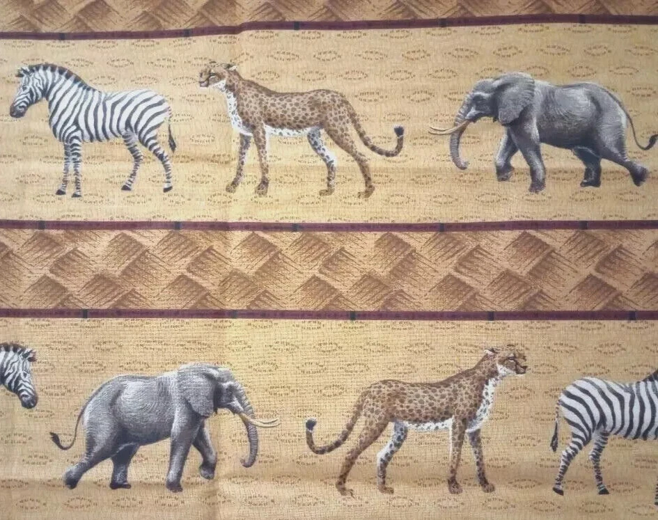 jungle animals elephant fun fabric length piece 17.5 x 15 inch new - Image 2 of 2