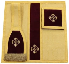 Gold/red Burse Maniple Chalice Veil Vestment Bolsa Manípulo Velo VMBAGC25
