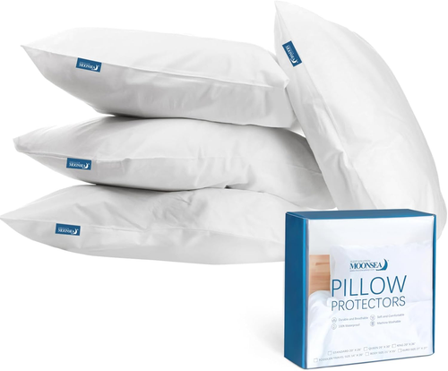 Waterproof Pillow Case Protector with Zipper 4 Pack Standard Size 20 X 26 Inch W