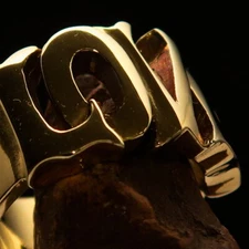 LOVE RING, LOVE BAND RING, ONE WORD LOVE, WORD RING, GIFT SIZE 9.5 - SOLID BRASS