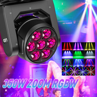 7X 50W LED RGBW Beam Wash Moving Head Light Stage Effect DJ Disco DMX Spot Lamp