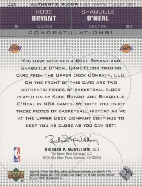 その他 Upper Deck  Game Floor Kobe Bryant 2000-2001 Upper Deck Kobe Bryant Authentic piece of game