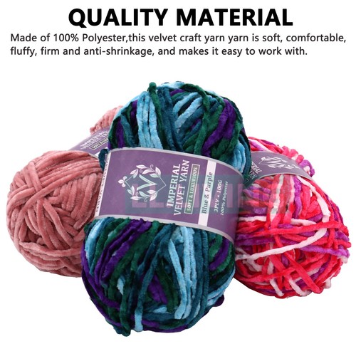100g Velvet Knitting Yarn Super Soft Chunky Crochet Ball Craft 3PLY Multi Colors - Picture 4 of 36