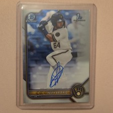 Topps 2022 Bowman Felix Valerio 1st Bowman Chrome Autograph CPA-FV Brewers