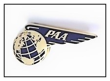 PAN AM AIRLINES  Vintage Employee Pin, Bright Brass + Blue Enamel, No Screw Back