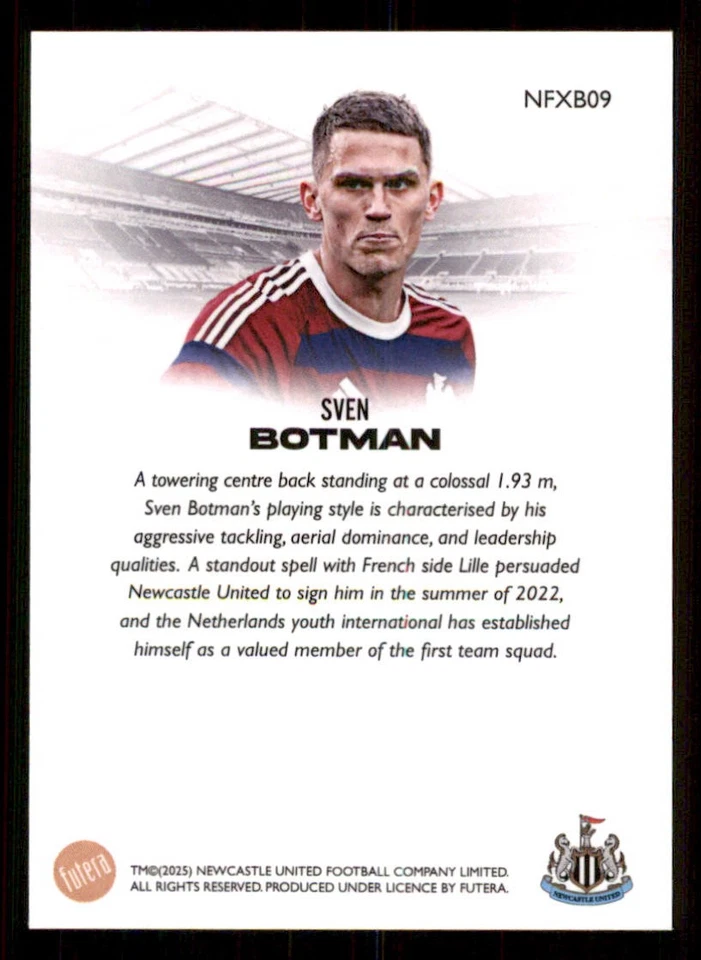 2024-25 Futera Newcastle United #NFXB09 Sven Botman - Image 2 of 2