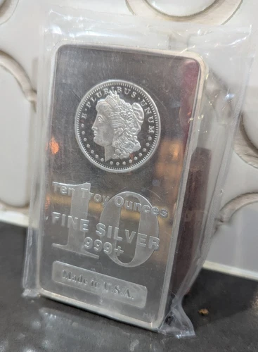 Silver 10 oz Morgan Bar made in USA fine .999+