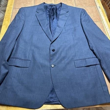 Jos A Bank Blazer Sz 50L Blue Silk Wool Windowpane Plaid Sport Coat Jacket