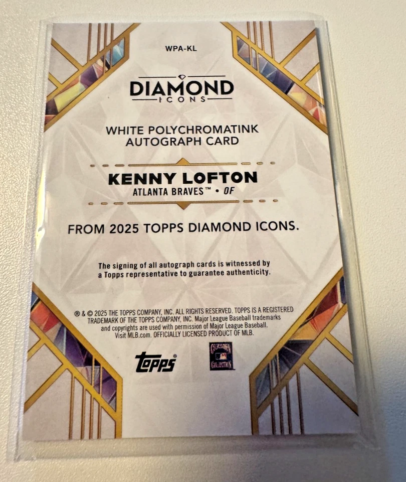 2025 Topps Diamond Icons Kenny Lofton Autograph 6/10 White Polychromatink Braves - Image 2 of 4