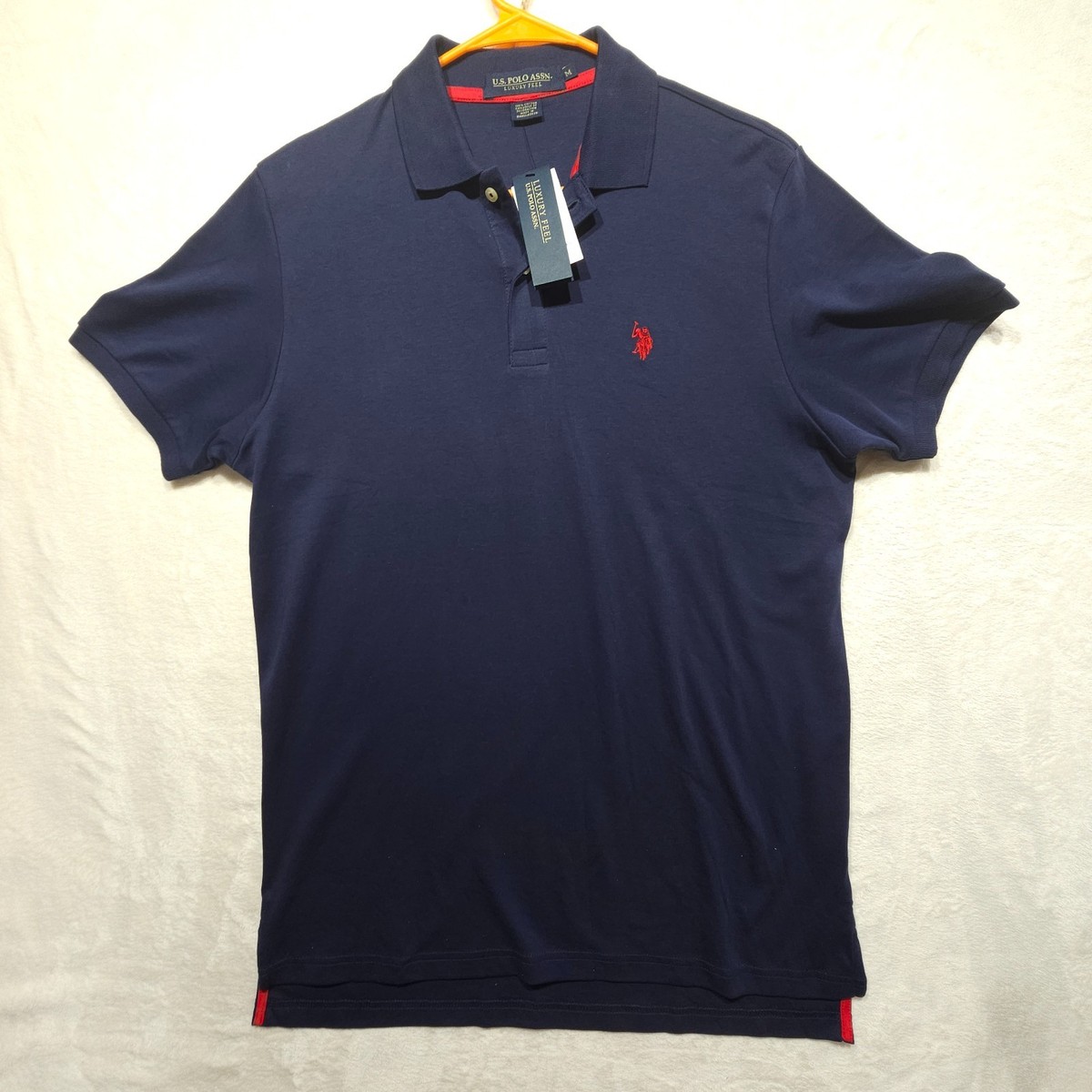 U.S. Polo Assn. NEW Men's Luxury Feel Interlock Dark Blue Polo