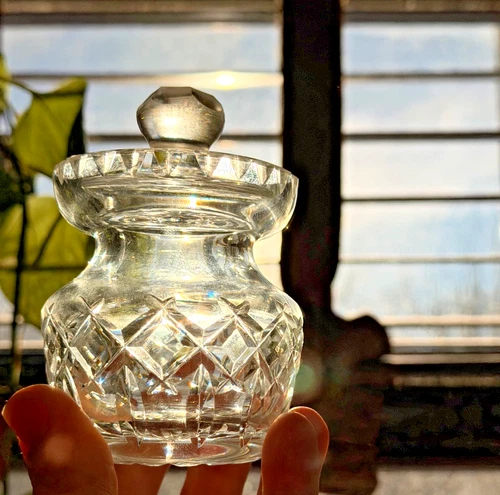 BEAUTIFUL VINTAGE WATERFORD Crystal Lidded Jelly Jam Mustard Jar 4.25” Tall