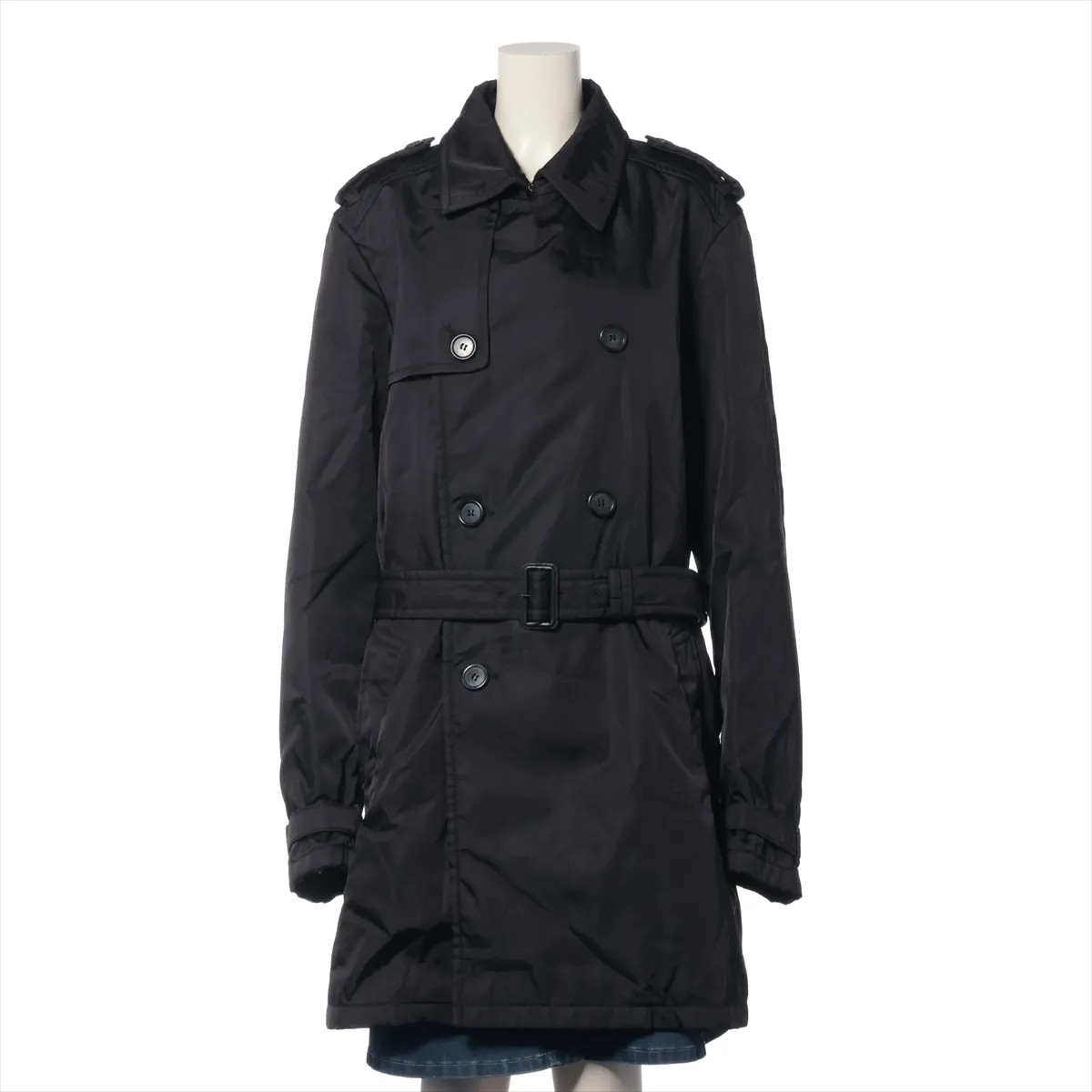 Prada 14 years Nylon Trench Coat 52 Men's Black  UGW604 detachable belt