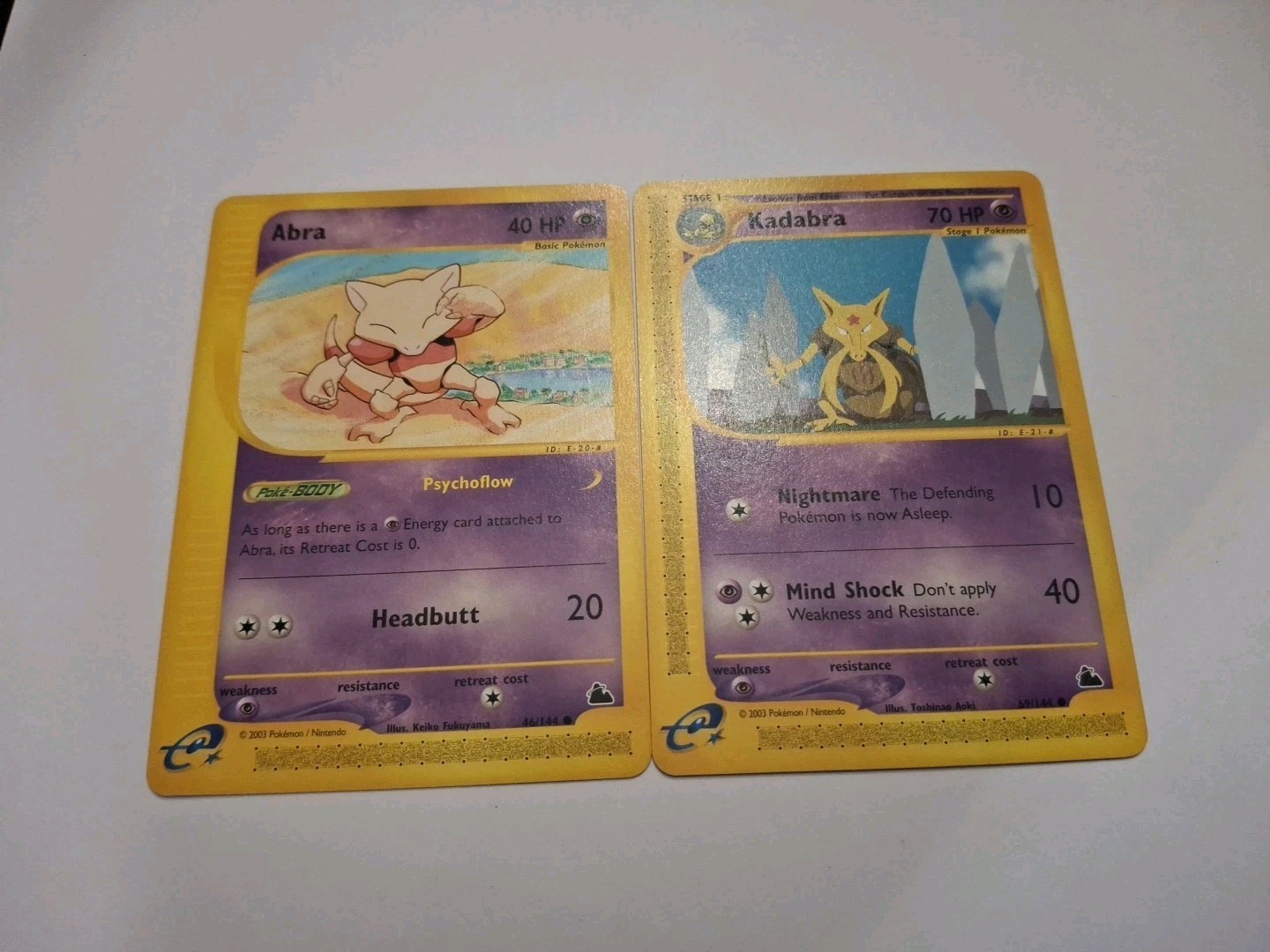 Abra 44/144 Kadabra 69/144 Common Pokemon Card Skyridge 