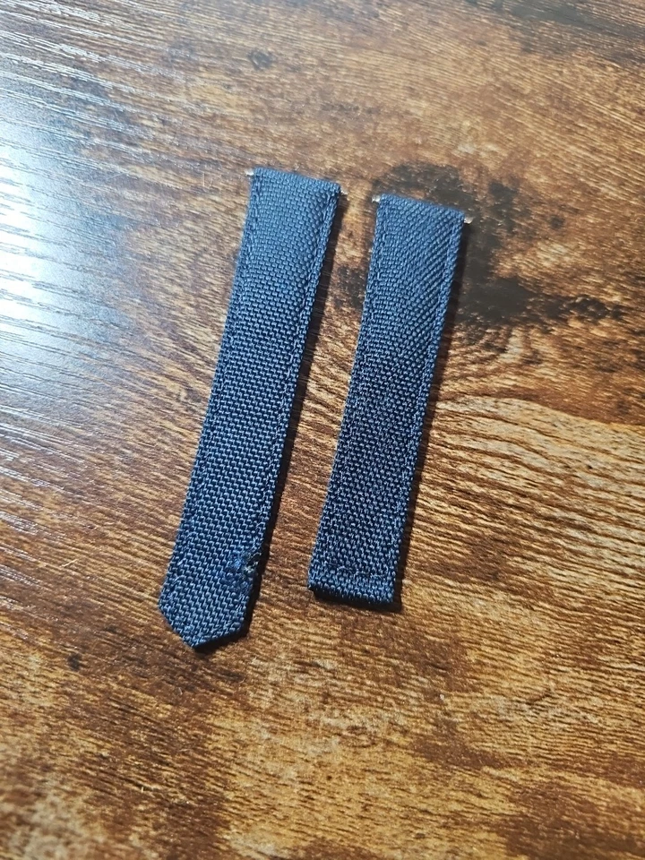 Authentic Tag Heuer OEM 21/18mm XL Blue Canvas & Leather Deployment Strap  - Image 2 of 4