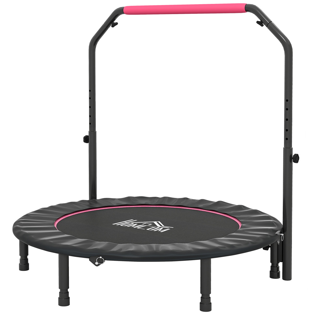 HOMCOM 48" Foldable Mini Fitness Trampoline - Pink - Foam Handle - Steel Frame - 100kg Max Load - Image 2