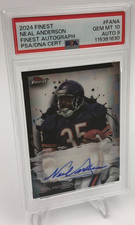 NEAL ANDERSON AUTO Card 2024 Topps FINEST Chicago Bears graded PSA 10 AUTO 9