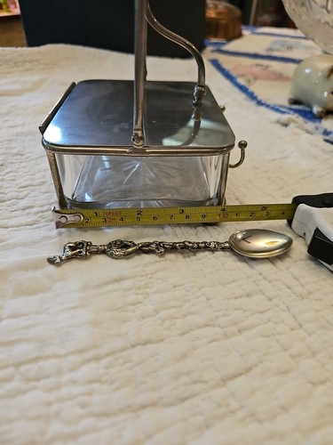 Silver Plate Covered Caviar Dish With Cut Glass Insert And Spoon - Picture 22 of 22