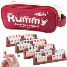 Mini Rummy Cube 4 Players Edition,Travel Rummy Game Set with Portable Canvas ...
