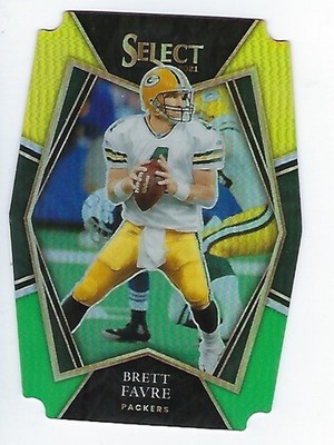 2021 Select - Premier Level Brett Favre #135 Green & Yellow Die-Cut Color Match
