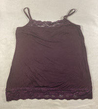 maurices Women s Purple Solid Lace Trim Spaghetti Strap Stretch Camisole 1