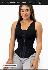 Alondrix Black Solid Vest Top Corset Size M Colombian Material Zip Hook & Eye