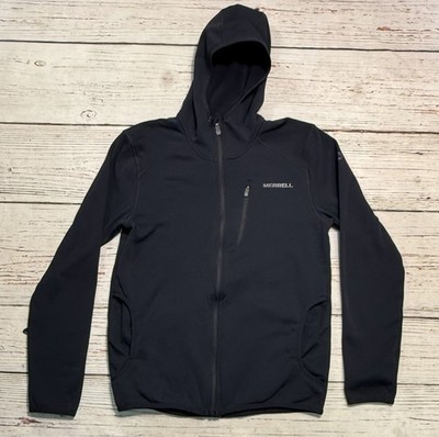 Merrell Hooded Full Zip Sweater Men s Sz S Black