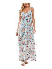 CITY STUDIO Womens Maxi Dress Blue Lined Adjustable Pullover Tie Juniors XS