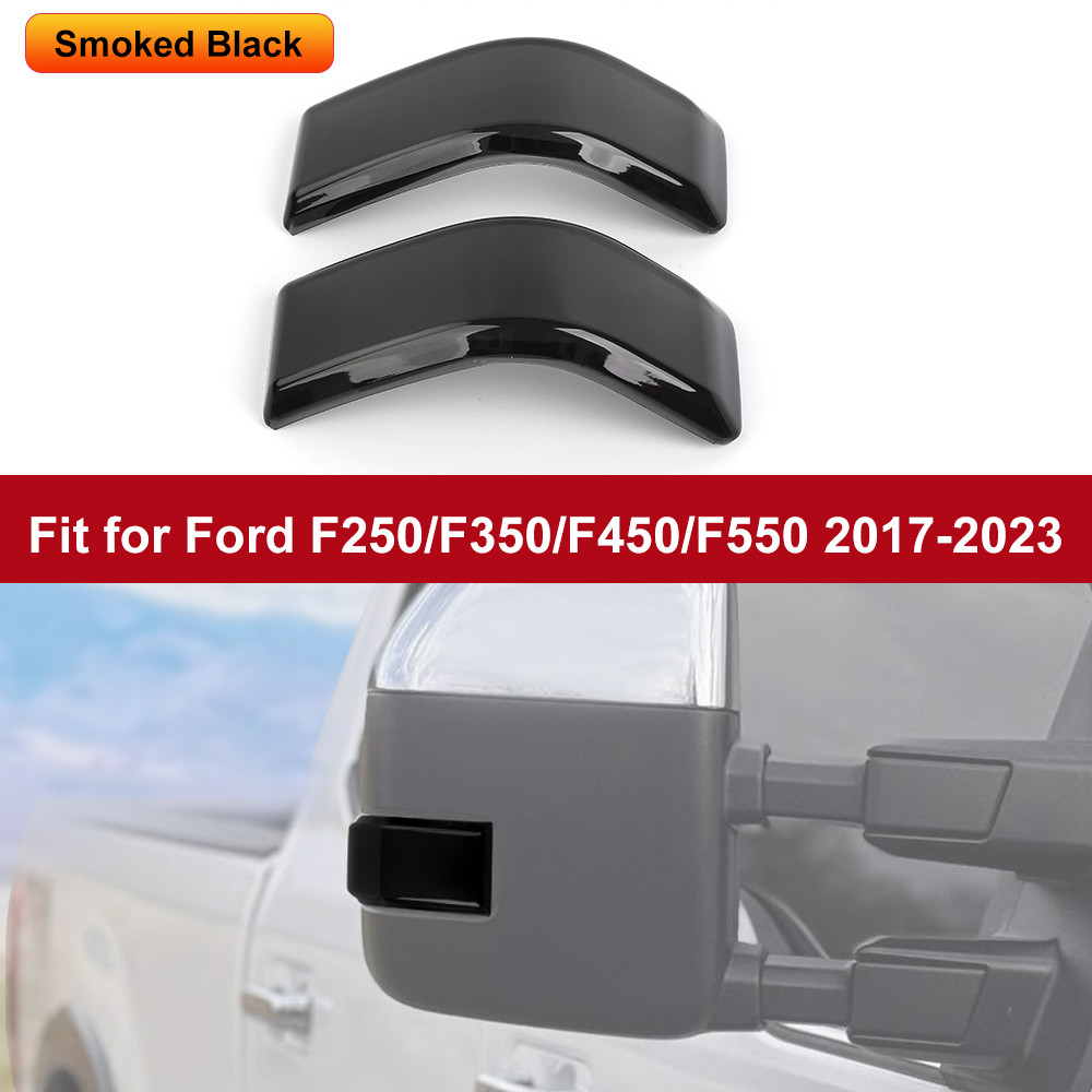 Smoked Mirror Turn Signal Light Blinkers Cover Trim For Ford F250 F350-550 2017