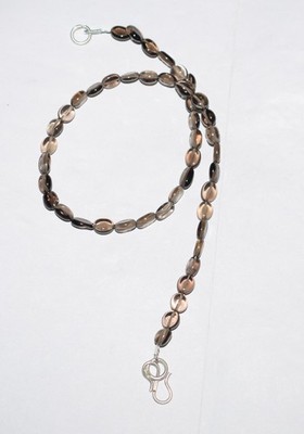 925 Silber Ovale Rauchige Stein Verlobung Artisan Neu Perlen Boho Geburtstag
