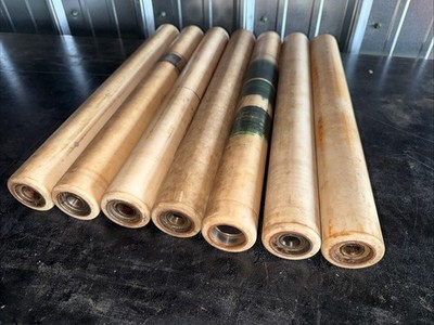 Lot of 7 Rubber Covered Gravity Conveyor Rollers 17-3/4'' x 1-7/8'' Used