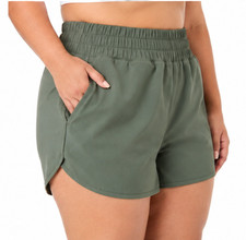 Member's Mark Womens Shorts Sz XXL Olive 4-Way Stretch Quick Dry Running Active
